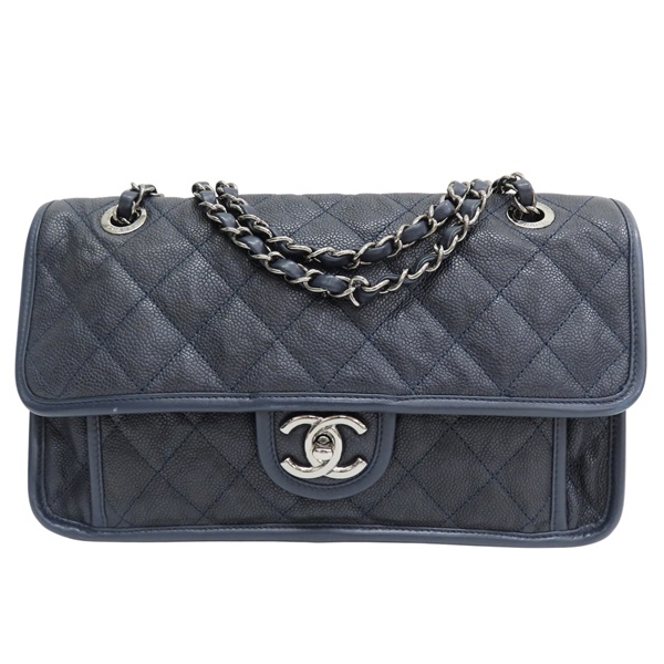 藍色 牛皮 French Riviera 肩背包 銀釦【CHANEL 香奈兒】