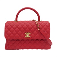 紅色 荔枝紋 牛皮 Coco Handle 肩背包【CHANEL 香奈兒】 A92992