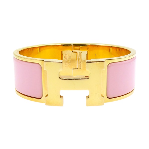 粉色琺瑯 金色鍍金 Clic Ha 寬版 手環【HERMES 愛馬仕】 H300001F 1ZPM