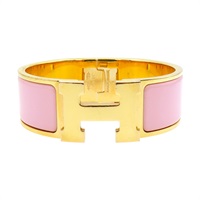 粉色琺瑯 金色鍍金 Clic Ha 寬版 手環【HERMES 愛馬仕】 H300001F 1ZPM