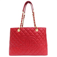 紅色 菱格紋 荔枝牛皮 GST 金釦 肩背包 無卡【CHANEL 香奈兒】
