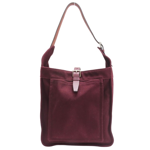 棗紅色 帆布 Marwari 肩背包 口M刻【HERMES 愛馬仕】