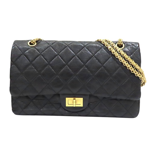 黑色 菱格紋牛皮 2.55 肩背包【CHANEL 香奈兒】 A37590