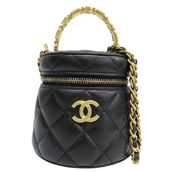 黑色 羊皮 圓桶包 鍊帶 肩背包 金釦【CHANEL 香奈兒】 AP2947