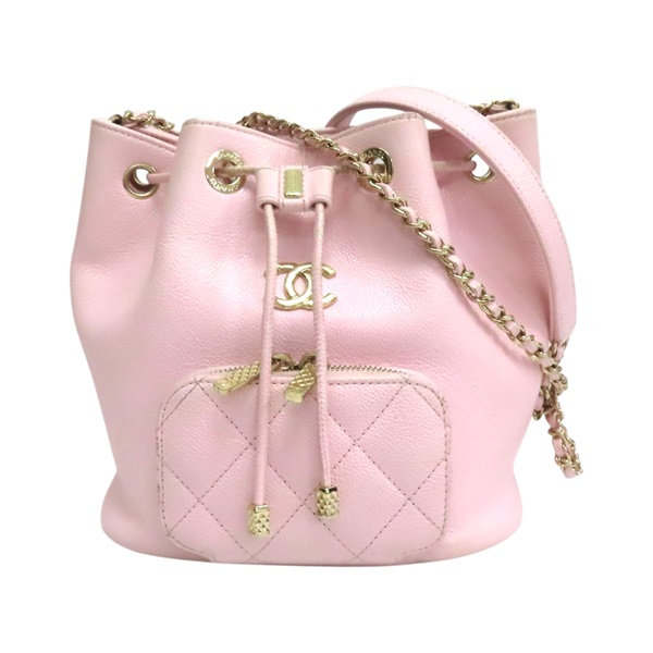 粉色 牛皮 水桶包 鍊帶 肩背包【CHANEL 香奈兒】 AS2353