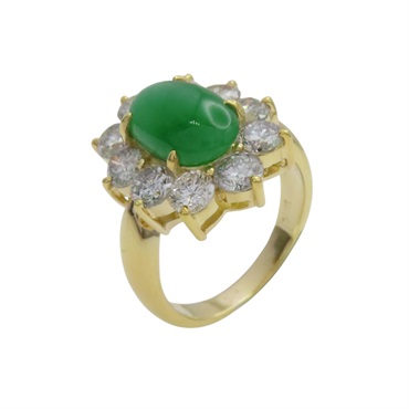 18K黃金 翡翠 鑽石 戒指【JEWELRY 無品牌珠寶】 Jade Diamond 7.8g