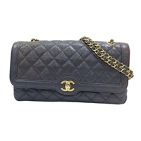 藍色 荔枝紋 牛皮 鏈帶 肩背包 (無卡 變色)【CHANEL 香奈兒】