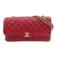 紅色 荔枝紋 牛皮 鏈帶 肩背包【CHANEL 香奈兒】