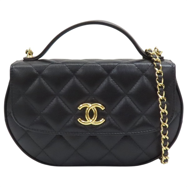 黑色 菱格紋 羊皮 圓弧 鍊帶 肩背包【CHANEL 香奈兒】 AP3367