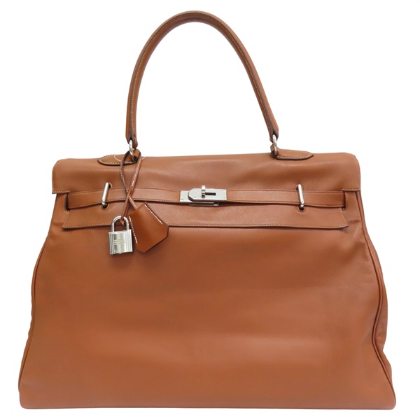 福寶色 Swift牛皮 Kelly Relax 50 手提包 口N刻 銀扣【HERMES 愛馬仕】