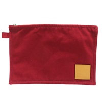 紅色 帆布 拉鍊手拿包【HERMES 愛馬仕】