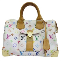 白彩 原花帆布 Speedy 30 波士頓包 手提包【LOUIS VUITTON LV 路易威登】 M92643