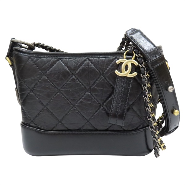 黑色 菱格紋 牛皮 Gabrielle Hobo 流浪包 鏈帶 肩背包【CHANEL 香奈兒】 A91810