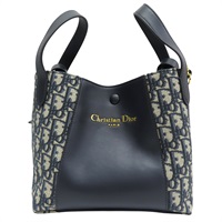 藍色 提花帆布 牛皮 Signature bucket 兩用包【Dior 迪奧】