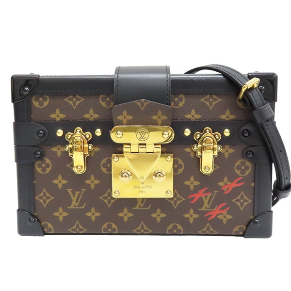 棕色 原花 帆布 黑色 牛皮飾邊 PETITE MALLE 硬殼包【LOUIS VUITTON LV 路易威登】 M45943