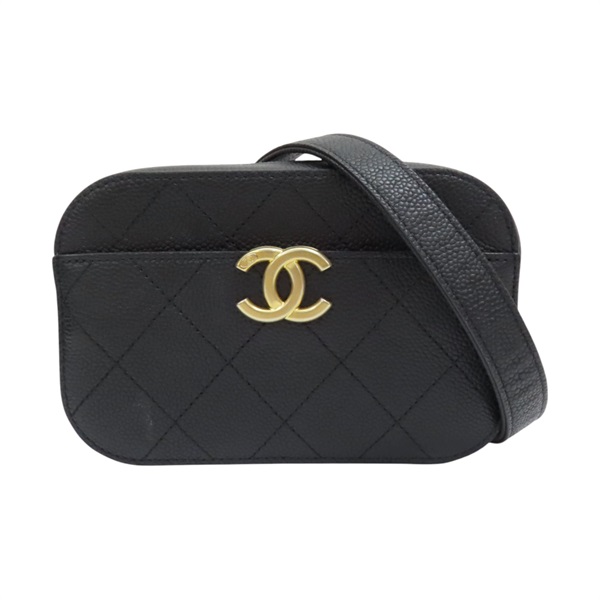 黑色 荔枝紋 牛皮  腰包【CHANEL 香奈兒】