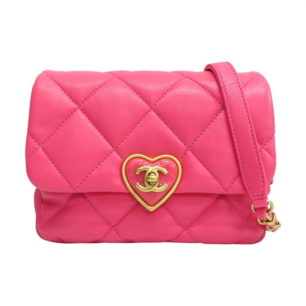 粉色羊皮 心型 肩背包【CHANEL 香奈兒】