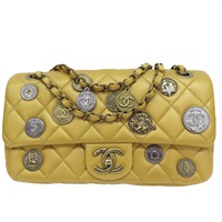 金色 牛皮 金幣裝飾 鏈帶 肩背包【CHANEL 香奈兒】