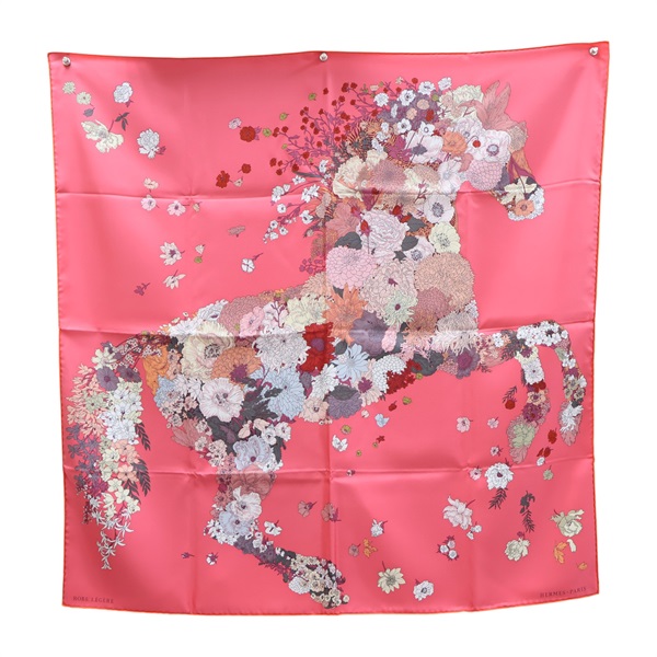 粉紅色 絲綢 Robe Légère scar 絲巾 90*90【HERMES 愛馬仕】
