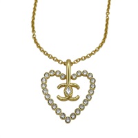 金色鍍金 大愛心水晶 項鍊【CHANEL 香奈兒】