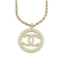 雙C 圓牌縷空 珍珠 項鍊【CHANEL 香奈兒】