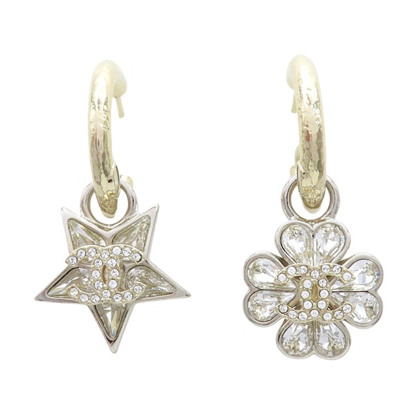 銀色鍍金 水晶 花 星星 ES 耳環【CHANEL 香奈兒】