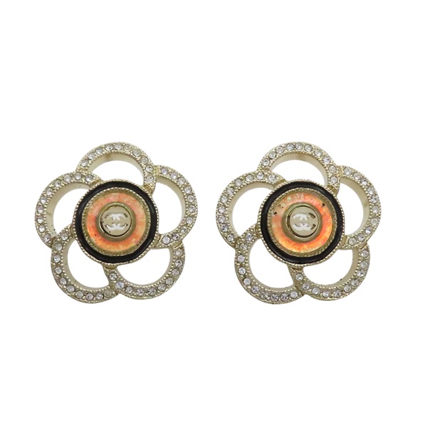 香檳金金屬 山茶花 雙C 耳環【CHANEL 香奈兒】