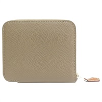 灰色 Epsom牛皮 Silk'in Compact 短夾 W刻【HERMES 愛馬仕】
