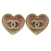 粉色 Coco Mark 心形 針式耳環【CHANEL 香奈兒】 ABA401
