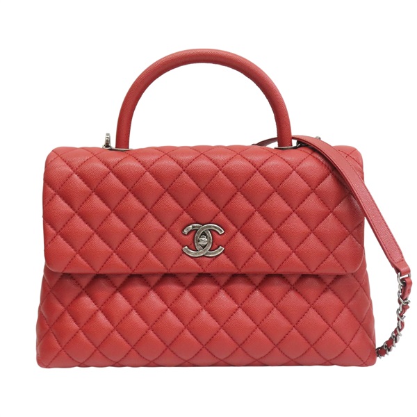 紅色牛皮 菱格紋 荔枝紋 COCO HANDLE32 兩用包 23260336【CHANEL 香奈兒】 A92992