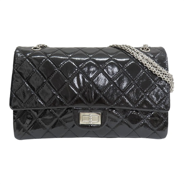 黑色漆皮 2.55 32CM 肩背包【CHANEL 香奈兒】 A37590
