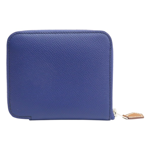 藍色 Epsom牛皮 Silk'in Compact 短夾 D刻【HERMES 愛馬仕】 D SI 003 DB