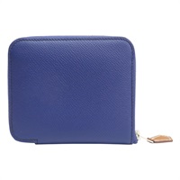 藍色 Epsom牛皮 Silk'in Compact 短夾 D刻【HERMES 愛馬仕】 D SI 003 DB