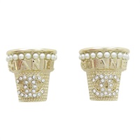 金色 鍍金 冰桶造型 耳環【CHANEL 香奈兒】