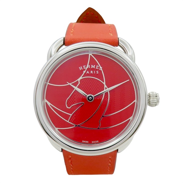 紅色錶盤 皮帶 不鏽鋼 Arceau 腕錶【HERMES 愛馬仕】 AR5.510b