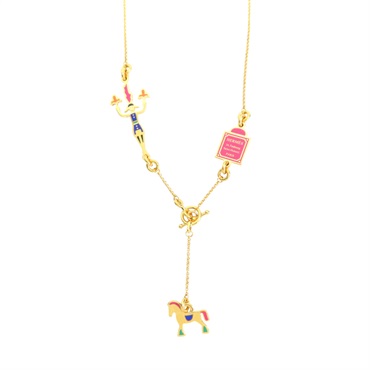 多色漆面 金色鍍金 Cheval 項鍊【HERMES 愛馬仕】