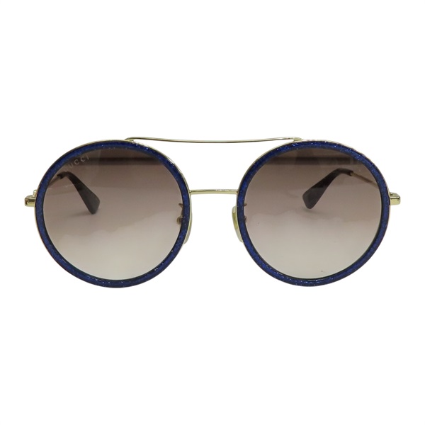 茶色鏡片 藍色亮片 鍍金 墨鏡 太陽眼鏡【GUCCI 古馳】 GG0061S