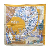 卡其色 絲綢 Le Premier Chant 絲巾 90*90【HERMES 愛馬仕】