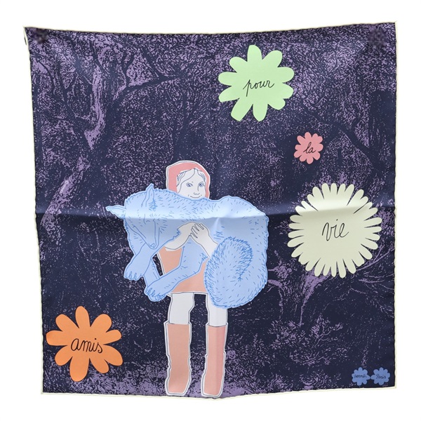 深藍/紫色 絲綢 Amis Pour La Vie Scarf 45 絲巾【HERMES 愛馬仕】