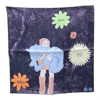 深藍/紫色 絲綢 Amis Pour La Vie Scarf 45 絲巾【HERMES 愛馬仕】