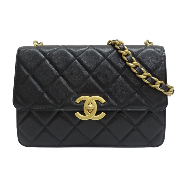 黑色 荔枝紋 牛皮 鏈帶 手提包【CHANEL 香奈兒】