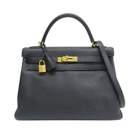 黑色 TOGO牛皮 Kelly 32 凱莉包 兩用包 Q刻 金扣【HERMES 愛馬仕】