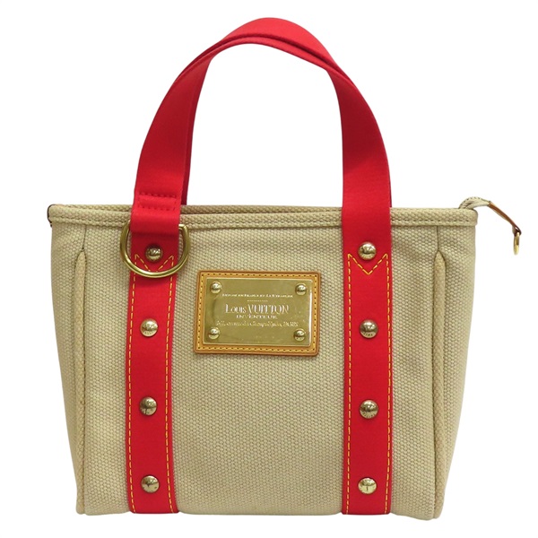 米白/紅色 帆布 Antigua Cabas PM 手提包 M40038【LOUIS VUITTON LV 路易威登】 M40038