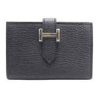 黑色山羊皮 Bearn 短夾 U刻【HERMES 愛馬仕】