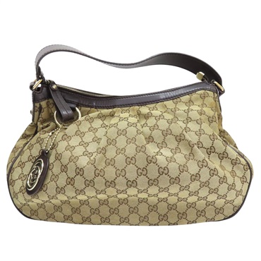 烏木色 緹花帆布 肩背包【GUCCI 古馳】 232955