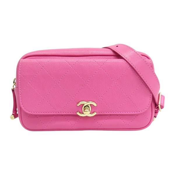 粉色牛皮 金鏈 腰包 無卡【CHANEL 香奈兒】