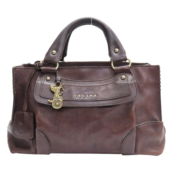 棕色 牛皮 Boogie 馬車手提包【CELINE 賽琳】
