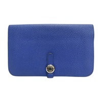 藍色 牛皮 Dogon GM 長夾 T刻 銀扣【HERMES 愛馬仕】