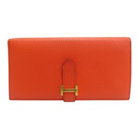 橘色 山羊皮 Bearn 長夾 A 刻 【HERMES 愛馬仕】
