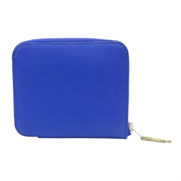 藍色 Epsom牛皮 絲巾 Silk'In Compact 拉鍊零錢包 口O刻【HERMES 愛馬仕】